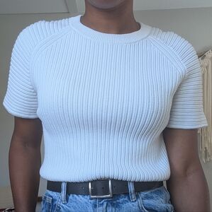 Theory white ribbed t shirt